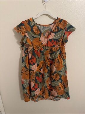 Women’s Green Tropical Leaf Print Dress